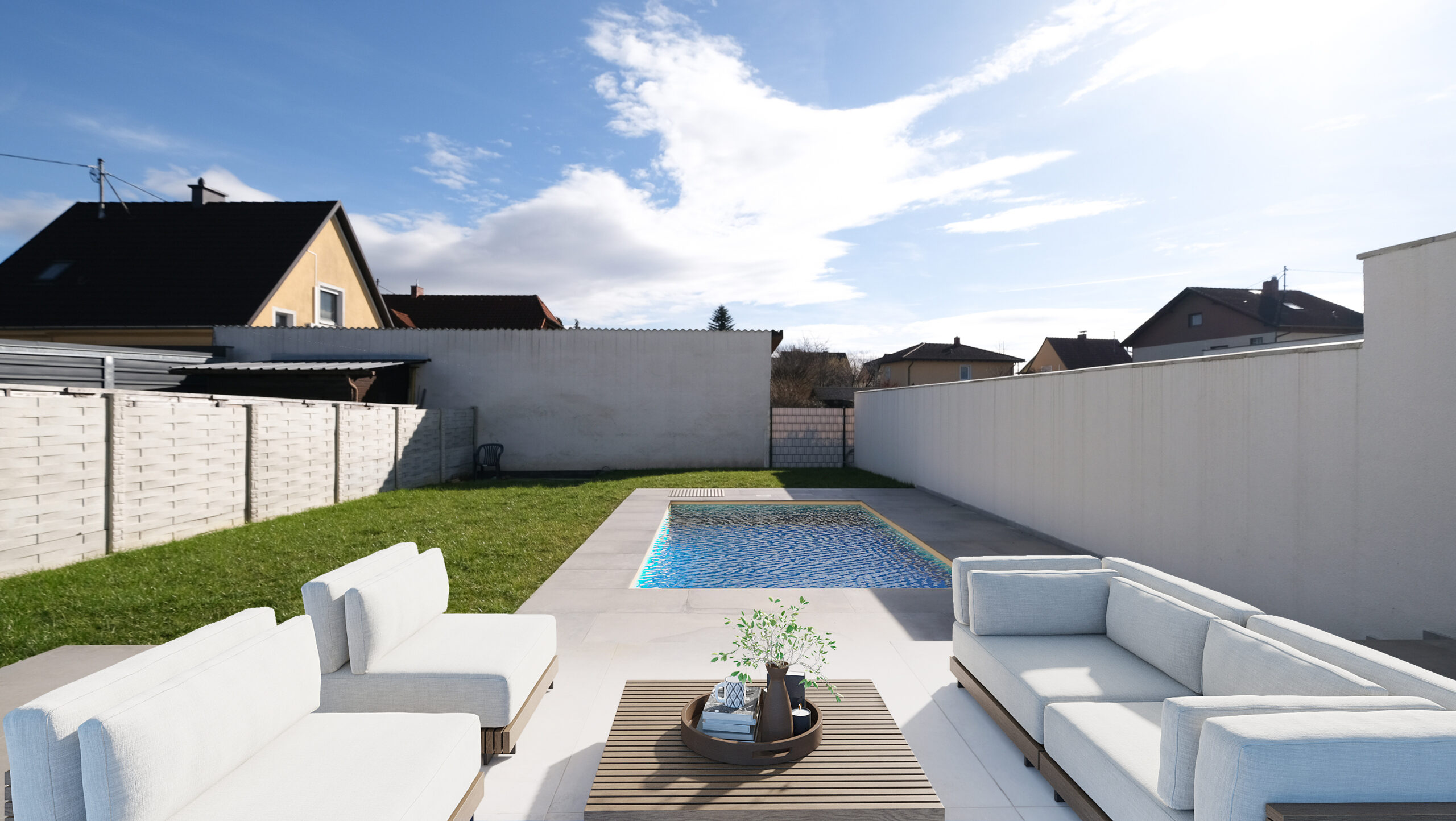 PASCHING – Modernes Doppelhaus mit Pool am Rande des Erholungswaldes